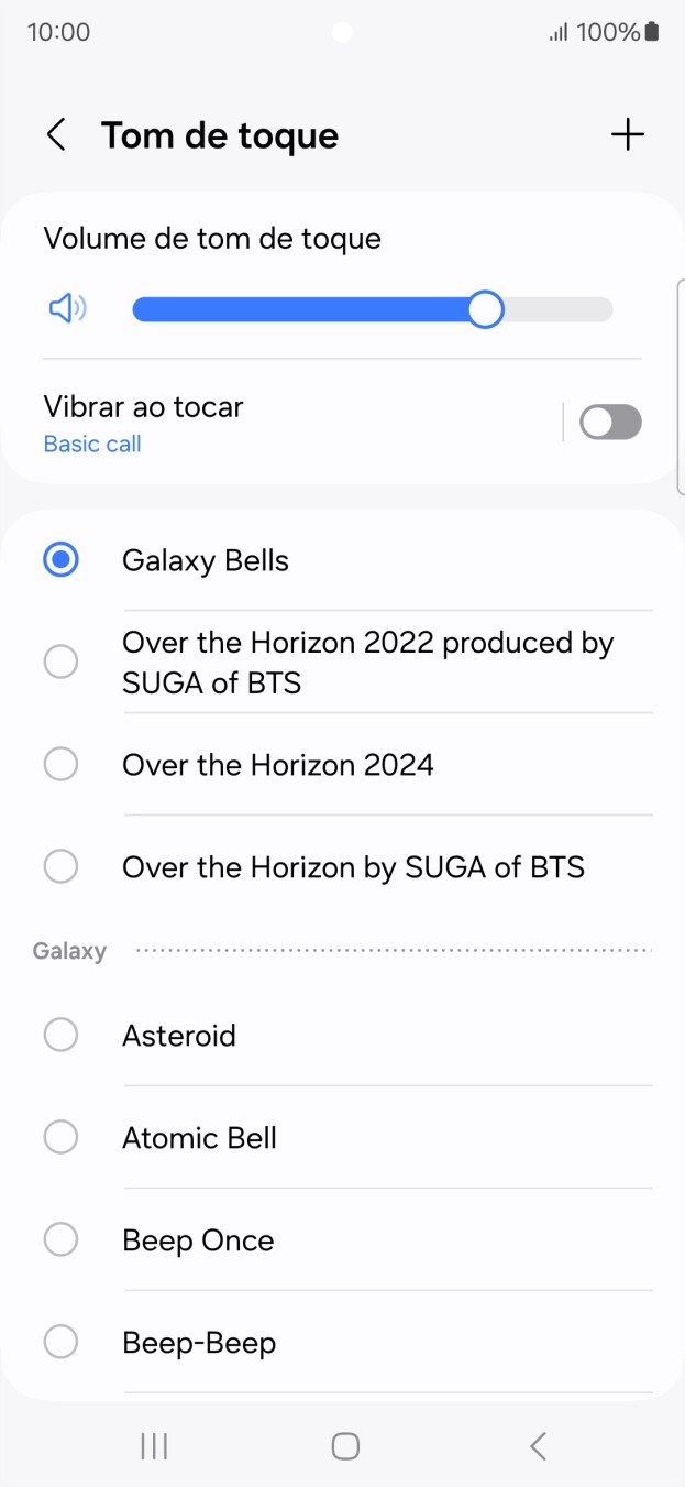 Prima os tons de toque pretendidos para os ouvir.