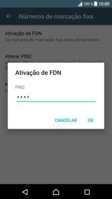 Introduza o código PIN2 e prima OK.