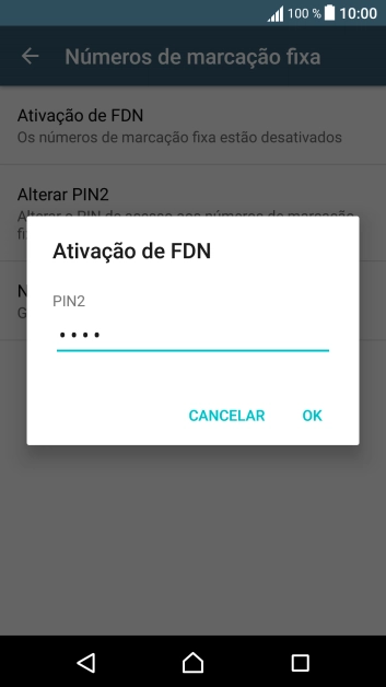 Introduza o código PIN2 e prima OK.