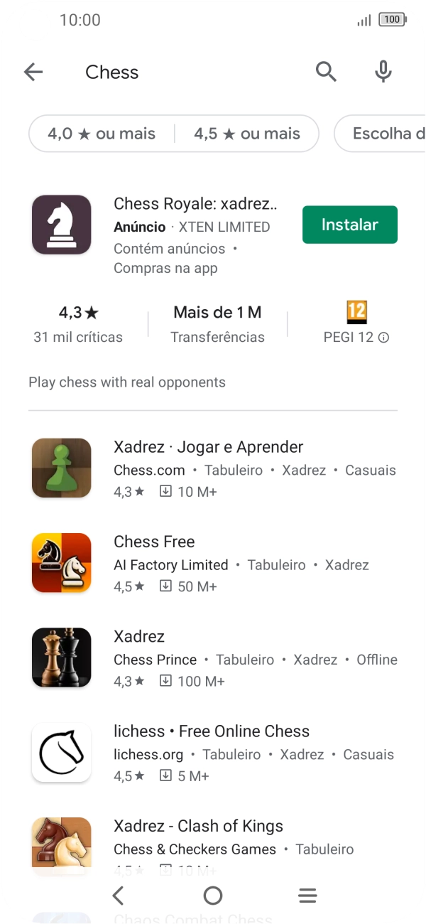 Prima a app pretendida.