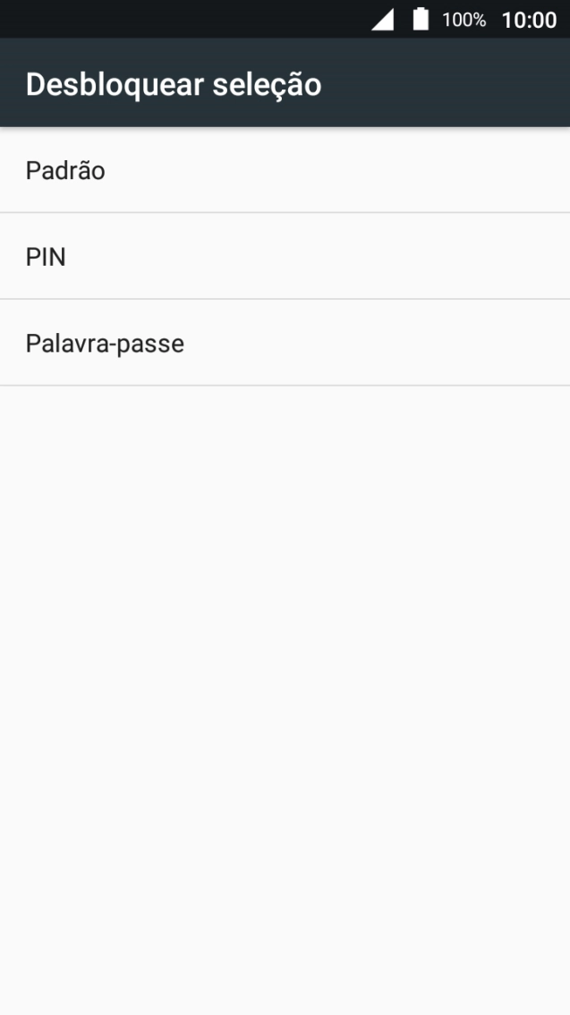 Prima Padrão e siga as indicações no ecrã para estabelecer um código de bloqueio adicional.