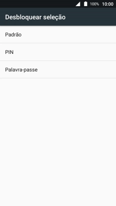 Prima Padrão e siga as indicações no ecrã para estabelecer um código de bloqueio adicional.