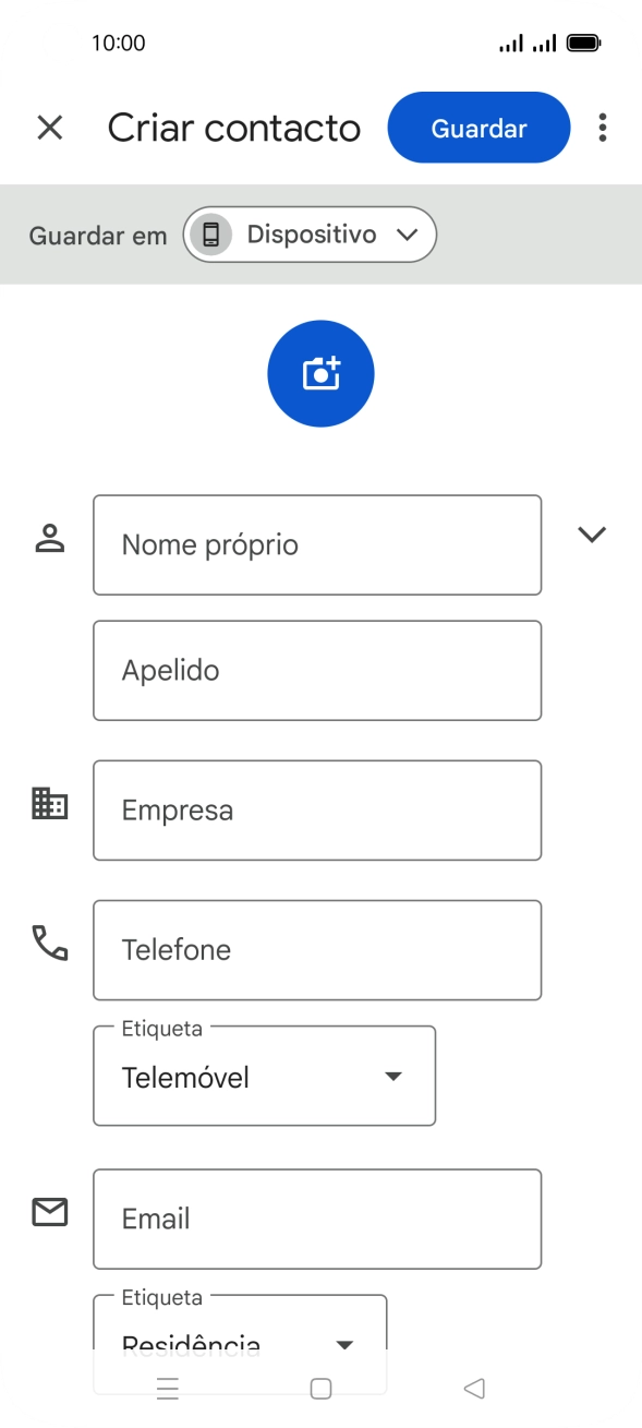 Prima Nome próprio e introduza o nome pretendido.