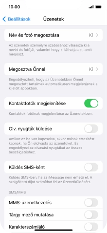 Kattints a „Küldés SMS-ként” melletti csúszkára a funkció be- vagy kikapcsolásához.