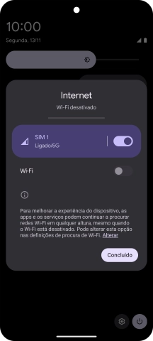 Prima o indicador para ativar ou desativar a função.
