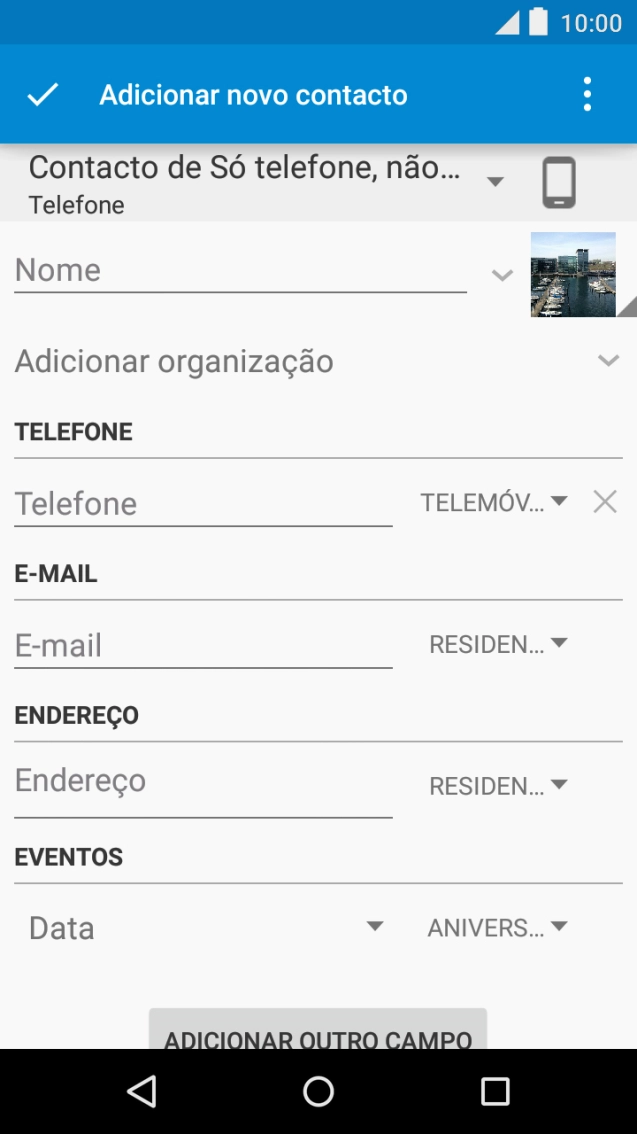 Prima Nome e introduza o nome.