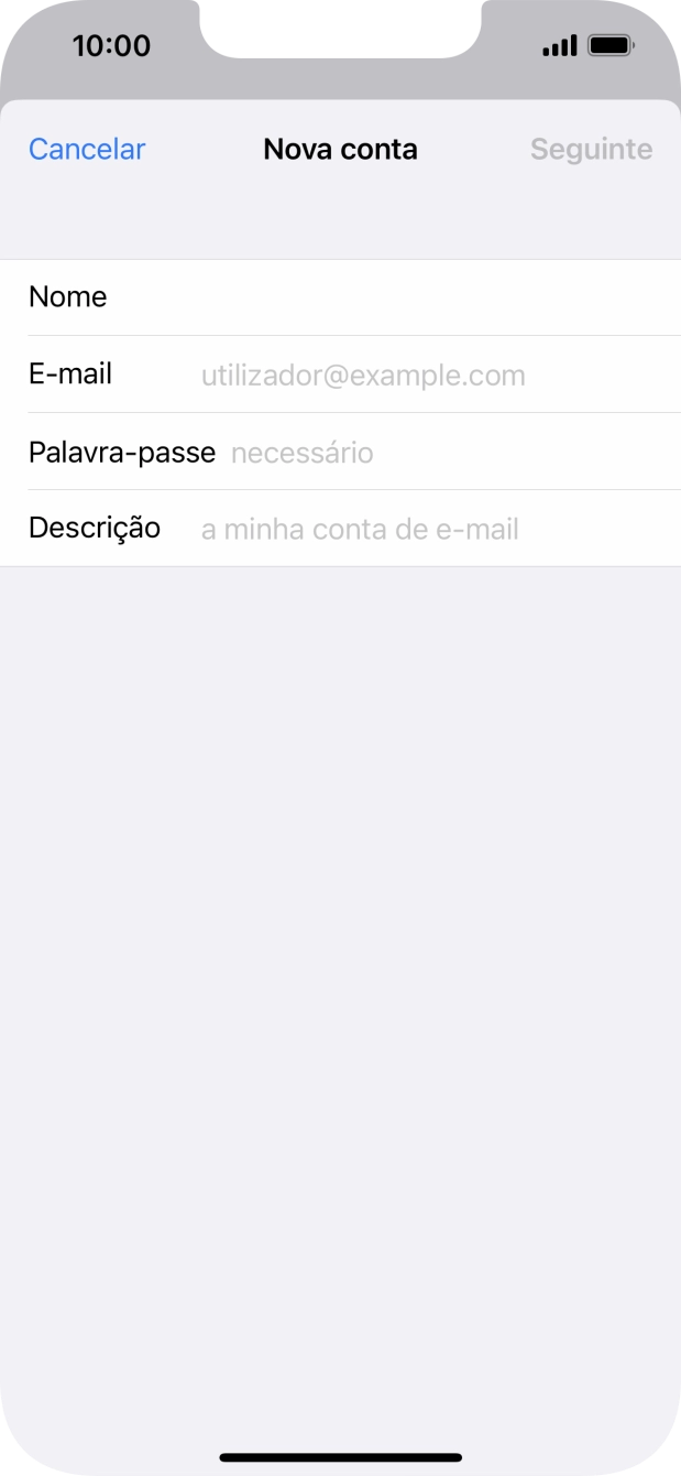 Prima E-mail e introduza o seu endereço de e-mail.