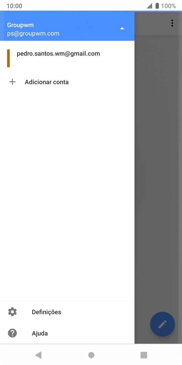 Prima a conta de e-mail pretendida.