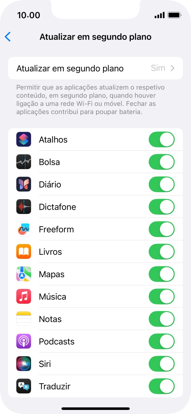 Prima Atualizar em segundo plano.