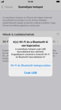 Amennyiben be van kapcsolva a Wi-Fi, válaszd a Wi-Fi és Bluetooth bekapcsolása lehetőséget.
