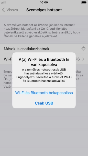 Amennyiben be van kapcsolva a Wi-Fi, válaszd a Wi-Fi és Bluetooth bekapcsolása lehetőséget.