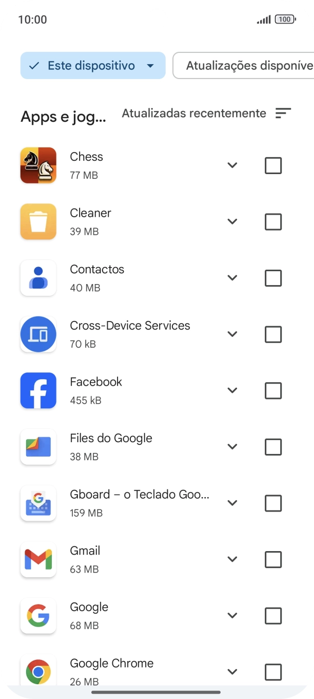 Prima a app pretendida.