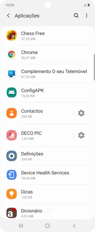 Prima a app pretendida.