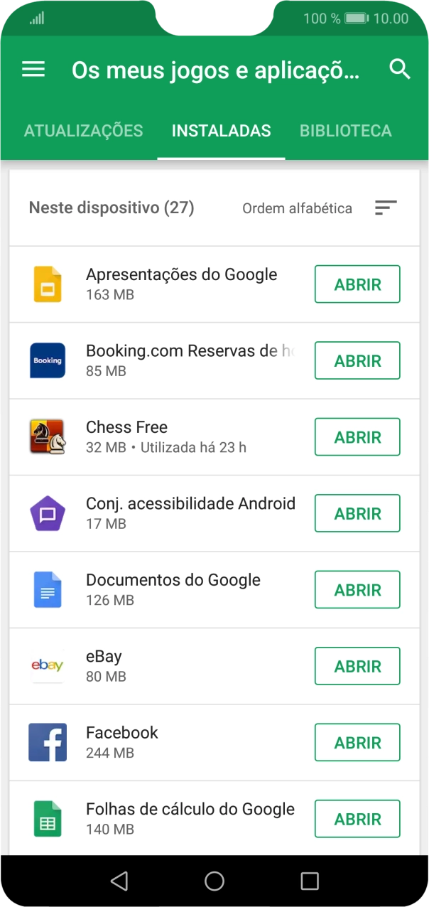 Prima a app pretendida.