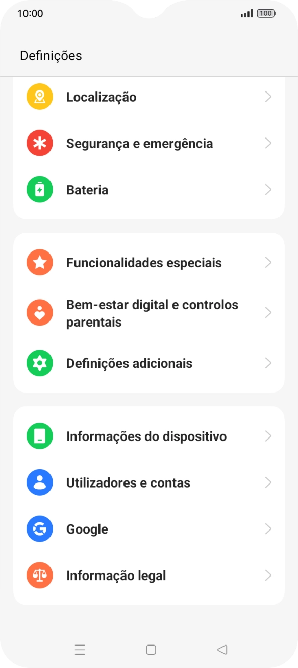 Prima Informações do dispositivo.