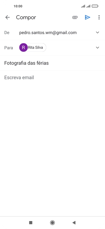 Prima o campo de escrita e escreva o texto do e-mail.