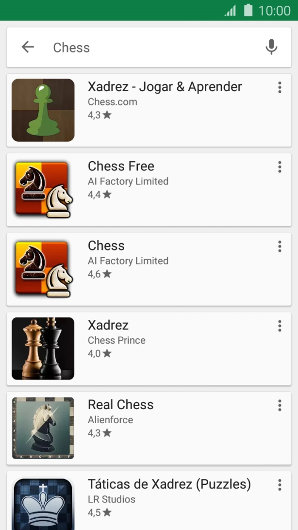 Prima a app pretendida.