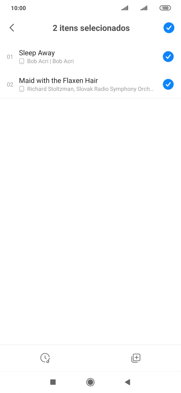 Prima os ficheiros de música pretendidos para os escolher.