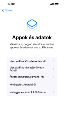 Válaszd a Ne legyenek adatok költöztetve lehetőséget, és kövesd a képernyőn megjelenő utasításokat az aktiválás befejezéséhez.