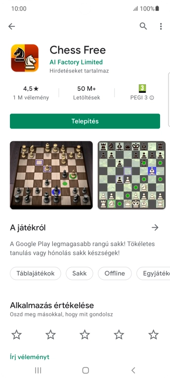 Válaszd a Telepítés lehetőséget, és kövesd a képernyőn megjelenő utasításokat az alkalmazás telepítéséhez.