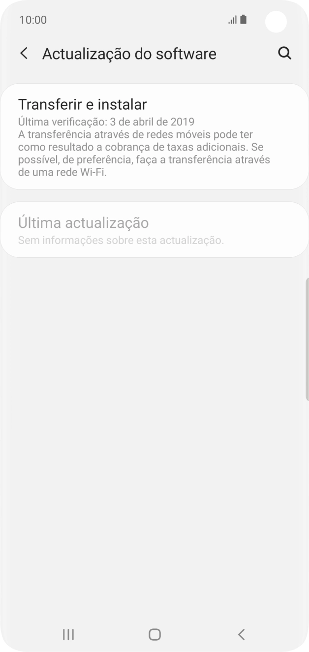 Prima Transferir e instalar. Se existir uma nova versão de software disponível, será agora indicado no ecrã. Siga as indicações no ecrã para atualizar o software do telefone.