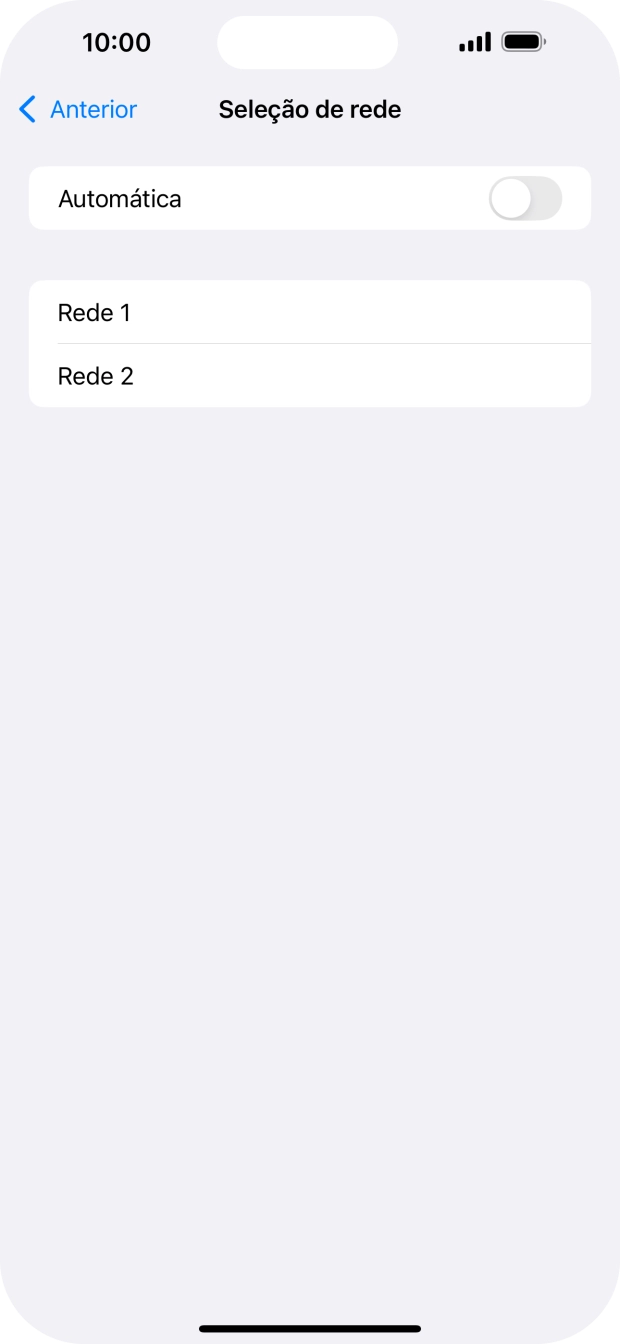 Se desativar a função, prima a rede pretendida.