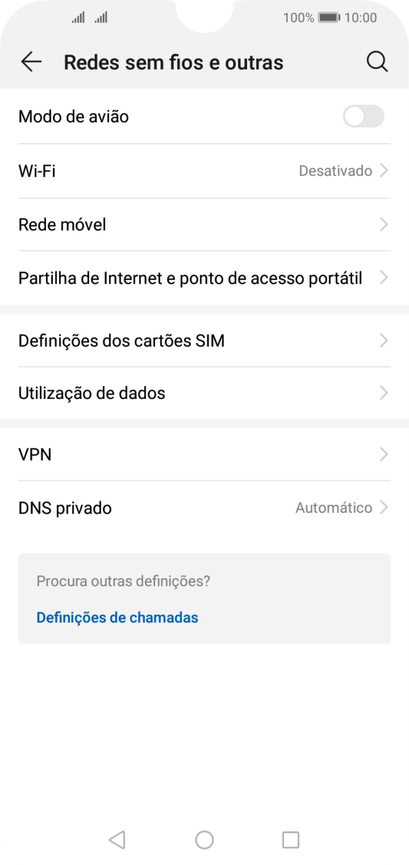 Prima Definições dos cartões SIM.