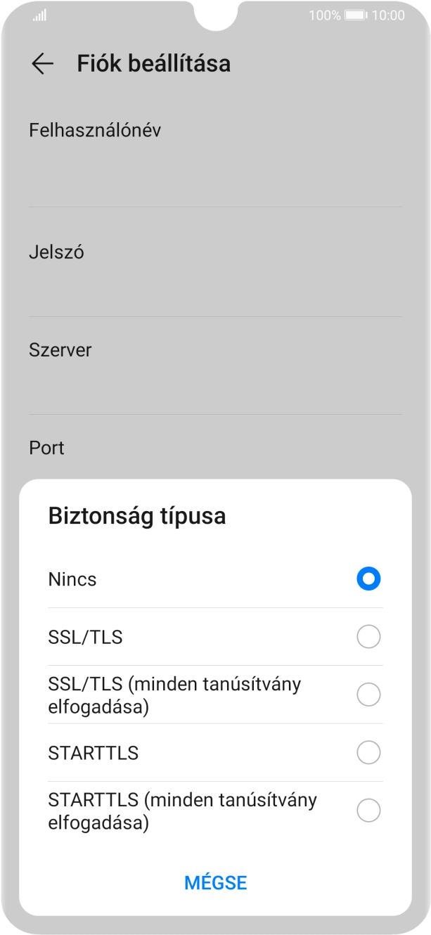 Válaszd a Nincs lehetőséget.