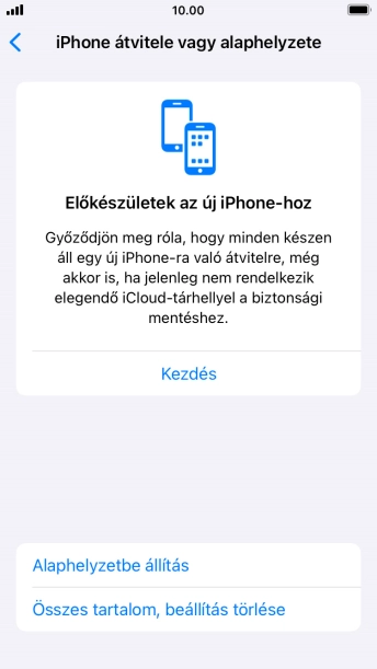Válaszd az Alaphelyzetbe állítás lehetőséget.