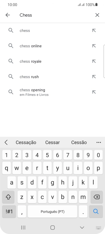 Introduza o nome ou categoria da app pretendida e prima o ícone para pesquisar.