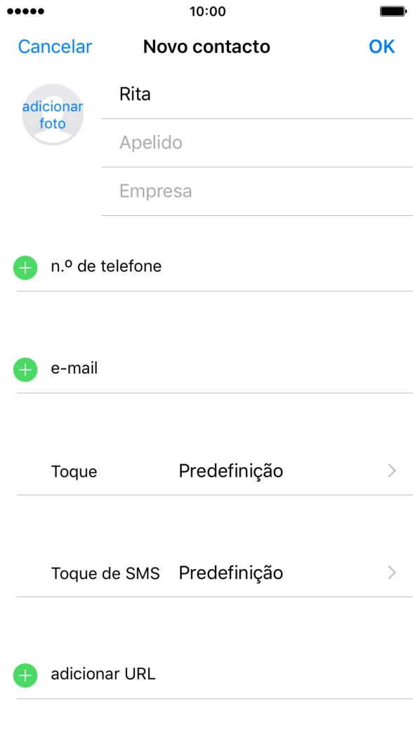 Prima Apelido e introduza o apelido.