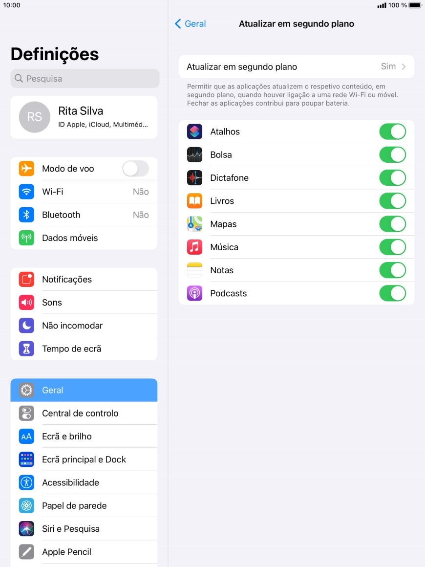 Prima Atualizar em segundo plano.