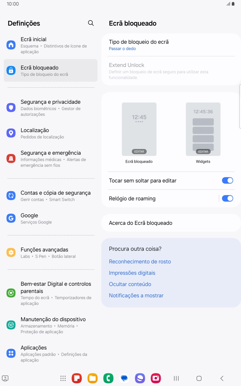 Prima Tipo de bloqueio do ecrã.