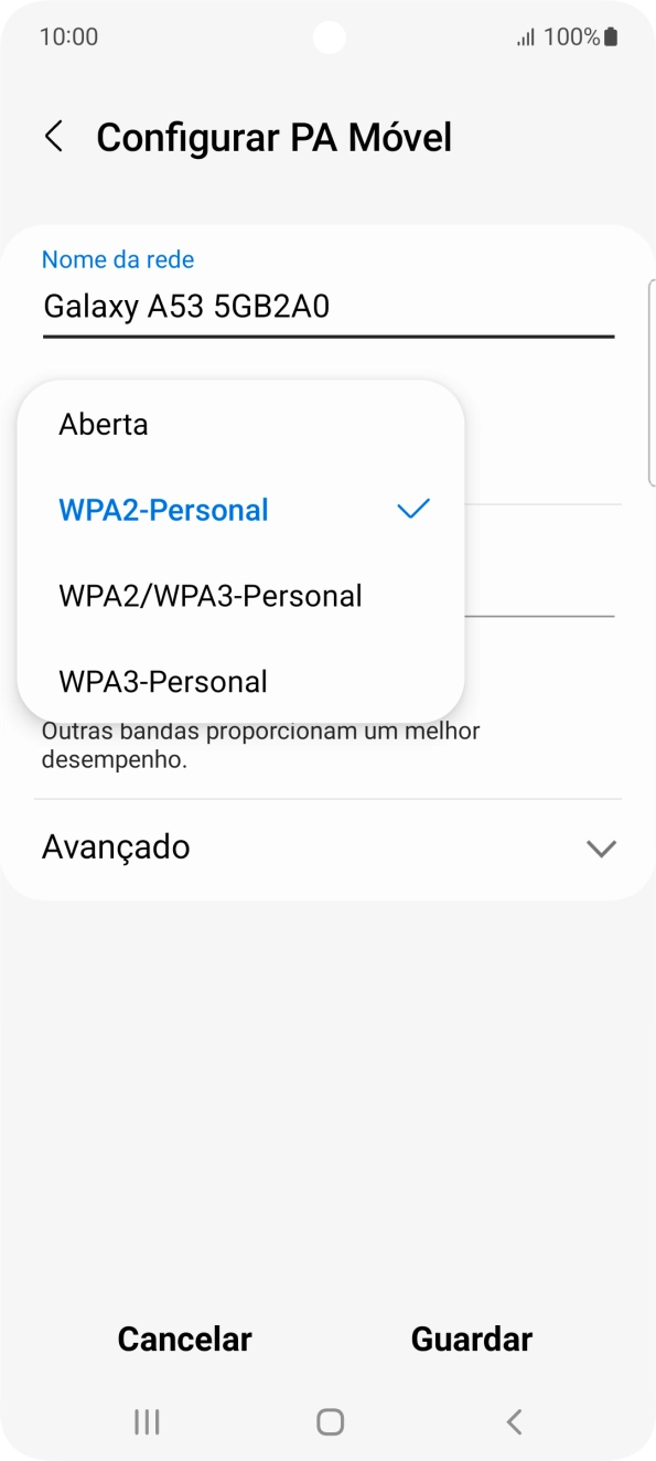 Prima WPA3-Personal para proteger o hotspot Wi-Fi com uma password.