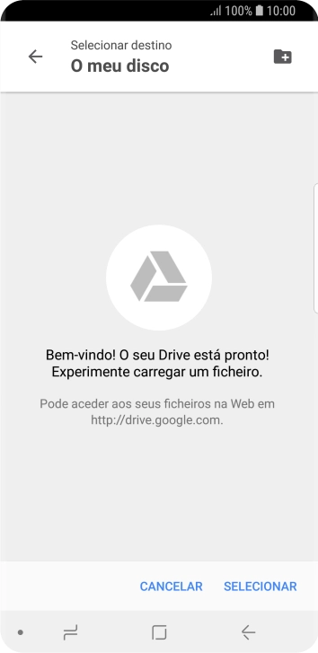 Se quiser criar uma nova pasta, prima o ícone de nova pasta e siga as indicações no ecrã para criar uma nova pasta.