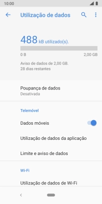 O consumo total de dados é agora mostrado no ecrã.