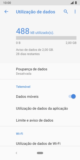 O consumo total de dados é agora mostrado no ecrã.