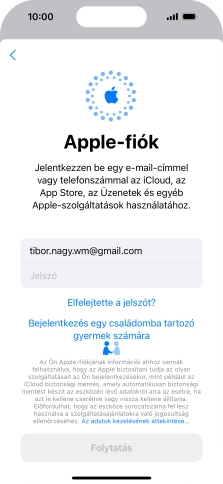 Kattints a „Jelszó” melletti mezőre, és írd be az Apple ID-d jelszavát.