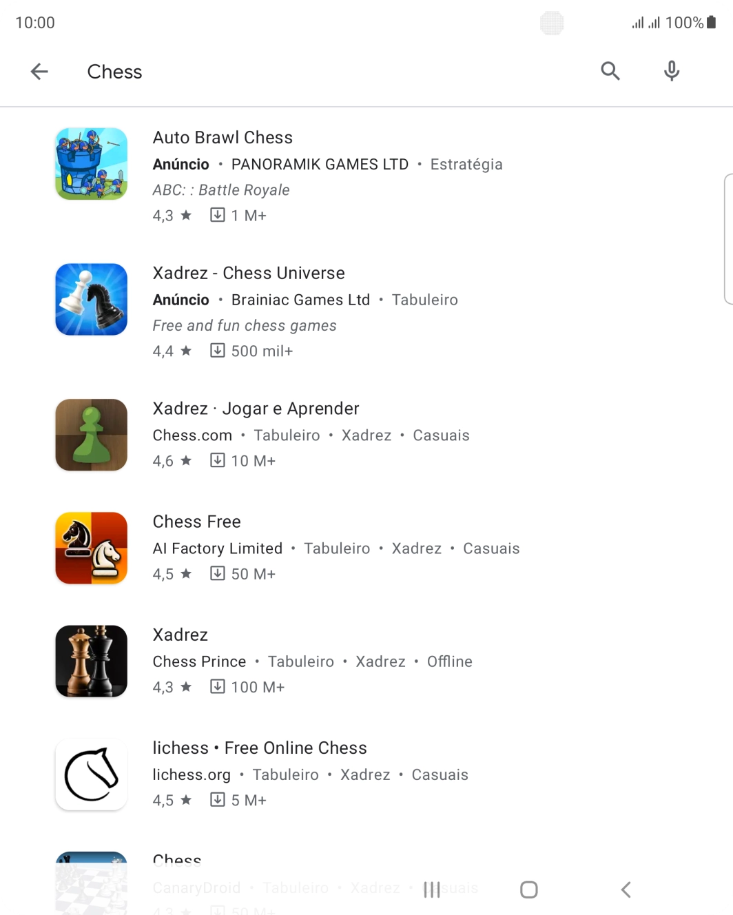 Prima a app pretendida.