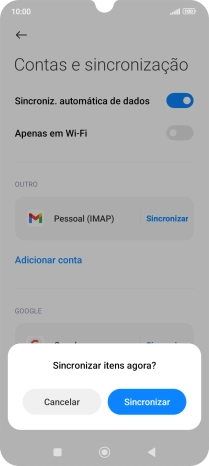Se ativar a função, prima Sincronizar.