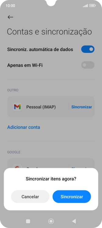 Se ativar a função, prima Sincronizar.