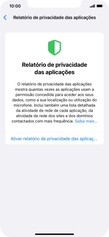 Prima Ativar relatório de privacidade das aplicaç... para ativar a função.