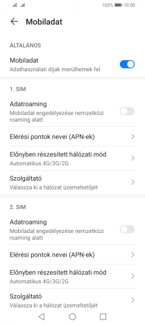 Válaszd az Elérési pontok nevei (APN-ek) lehetőséget a kiválasztott SIM-kártya alatt.