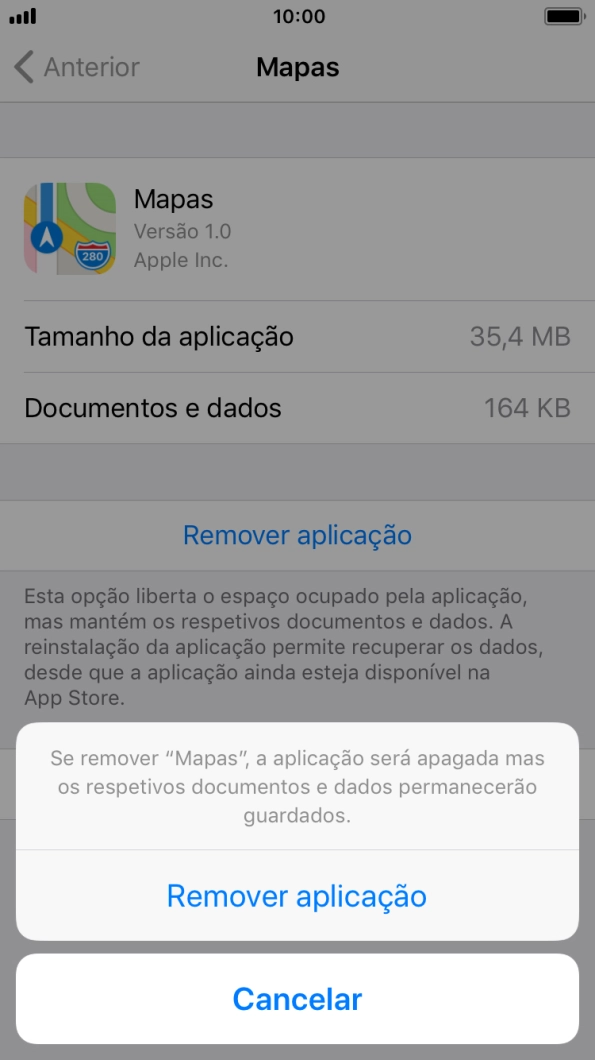 Prima Remover aplicação.