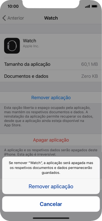 Prima Remover aplicação.