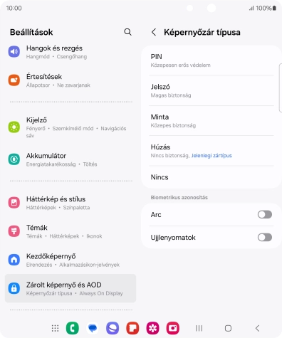Válaszd az Ujjlenyomatok lehetőséget.