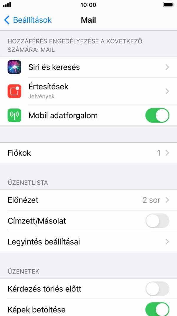 Válaszd a Fiókok lehetőséget.