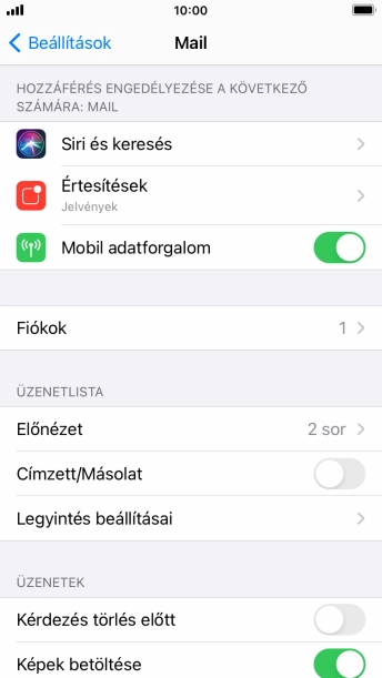 Válaszd a Fiókok lehetőséget.