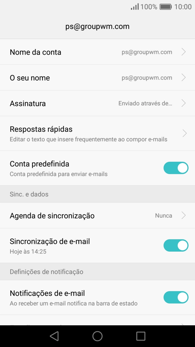 Prima Nome da conta e introduza o nome pretendido da conta de e-mail.