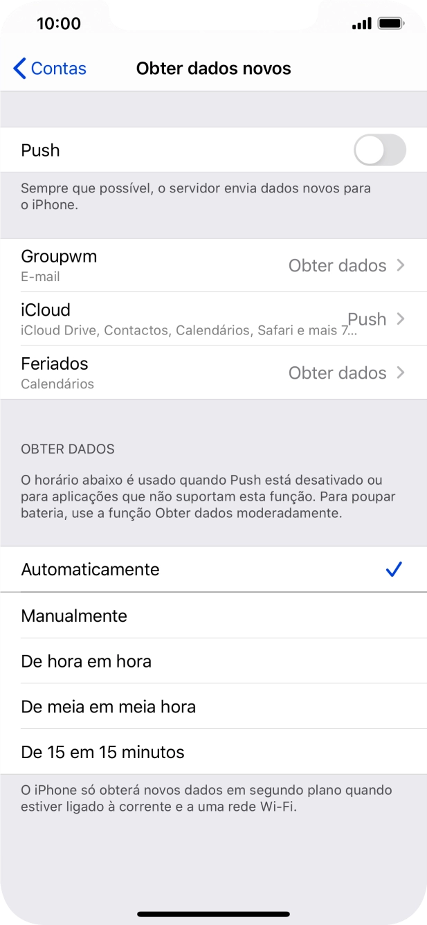 Se desativar a função, prima a definição pretendida.